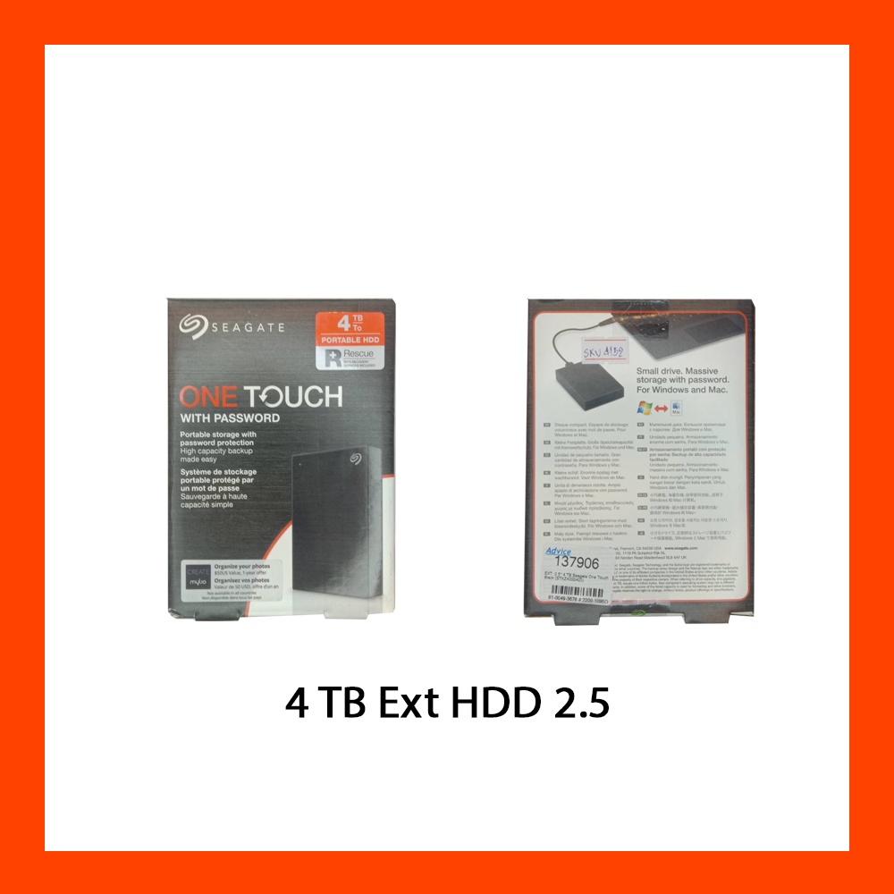 4 TB Ext HDD 2.5'' SEAGATE ONE TOUCH WITH PASSWORD