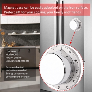 สแตนเลสนาฬิกาจับเวลาทำครัวพร้อมฐานแม่เหล็กด้วยตนเอง Mechanical ทำอาหารเครื่องจับเวลานับถอยหลังอุปกรณ์ทำอาหารแกดเจ็ตสำ