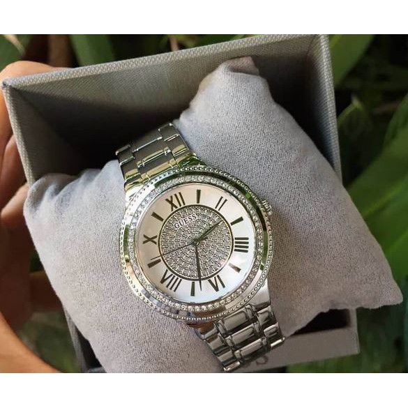 GUESS Dressy Silver-Tone Watch with White Dial