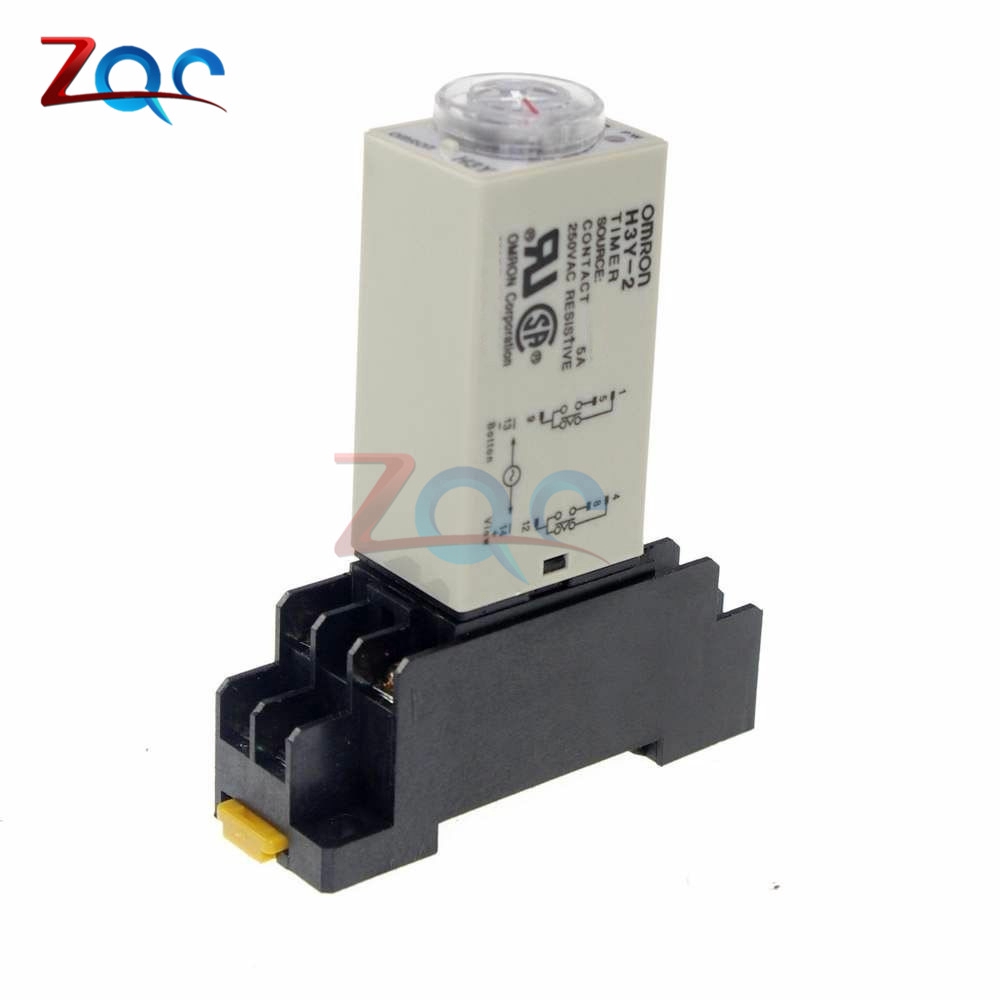 H3Y-2 Timer Relay AC36V AC110V AC220V DC 12V DC24V 1-60 Second 5-60 with Base Socket