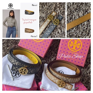 เข็มขัดผู้หญิงลายโมโนแกรม Tory burch t monogram jacquard belt