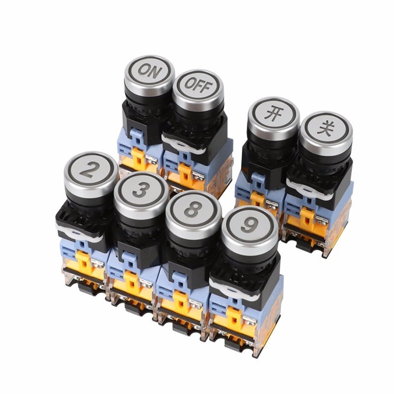 LA38-11D 24V สวิตช์รีเซ็ตปุ่มสตาร์ทสวิตช์ปุ่ม 22 มม. พร้อมเปิด/ปิดดิจิตอล