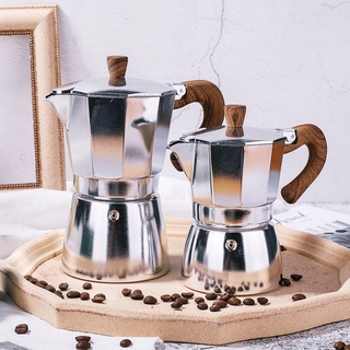 Moka Espresso กาต้มกาแฟ มอคค่าพอท moka pot อลูมิเนียม อิตาเลี่ยน สีเงิน ด้ามไม้ แบบหนา