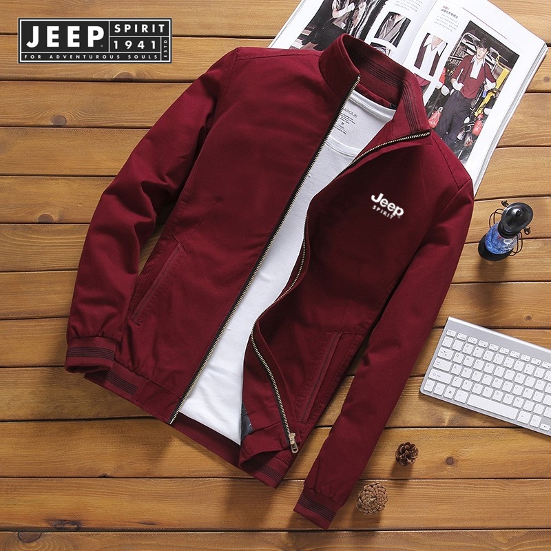 JEEP SPIRIT 1941 ESTD เสื้อแจ็กเก็ตเบสบอลลําลอง กันลม เข้ารูป แฟชั่นฤดูใบไม้ผลิ ฤดูใบไม้ร่วง สําหรับผู้ชาย ราคา ถูกที่สุด ดีลบีเคเค แกลเลอรีภาพที่ 3