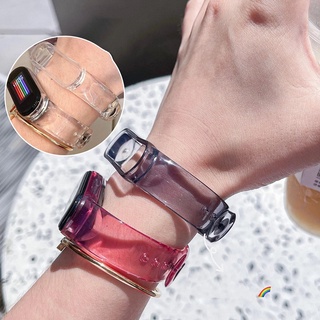 สายนาฬิกาข้อมือ ซิลิโคนใส เปลี่ยนสีได้ สําหรับ Xiaomi Mi Band 6 5 4 3 Mi Band 4 5 band6