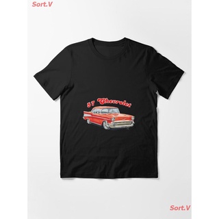 【🔥🔥】Sort.V CAR 1957 Chevrolet Bel Air Design Essential T-Shirt เสื้อยืดพิมพ์ลาย เสื้อยืดโลโก้รถ