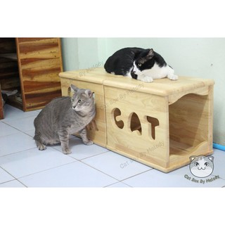 กล่องแมวติดผนัง Cat Box By Melody กล่องแมว กล่องไม้แมว บ้านไม้แมว บ้านกล่องไม้ บ้านกล่องไม้แมว ลาย CAT ขนาด 31x40x34.5cm