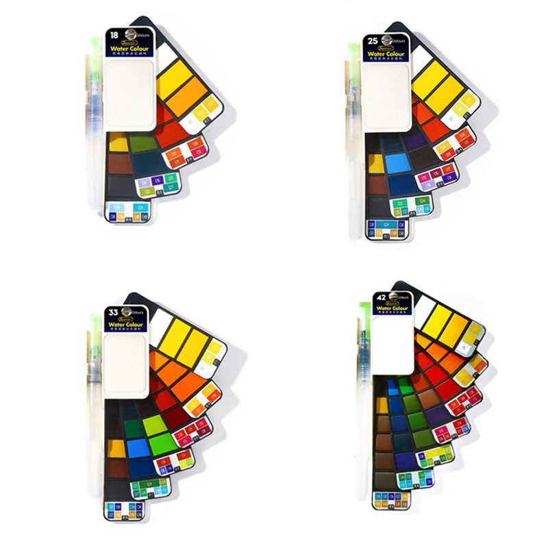 Premium Foldable Fan-shaped Solid Watercolor Paint Set To Send ...