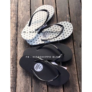 สีจุดขาวดำ  White Black dot Hippo Bloo shoe  รองเท้าแตะฮิปโป  37-38-39-40