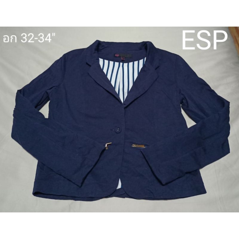 เบลเซอร์สีกรม ESP size m มือสอง ยาว 19"#เสื้อแขนยาว#เสื้อทำงาน#เสื้อผู้หญิง