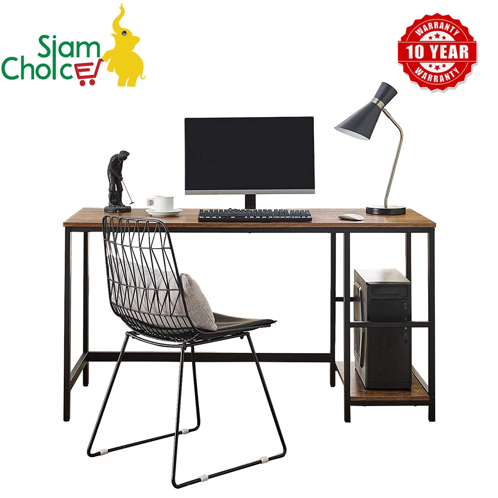 [รับประกัน10ปี] SiamChoice โต๊ะคอมพิวเตอร์โต๊ะเขียนหนังสือกรอบโลหะ โฮมออฟฟิศ รับน้ำหนักถึง68กก. 2 ชั้นวางสำหรับแล็ปท็อป