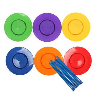 6 Set Spinning Plates Sticks Clown Juggling Kids Balance Toy Magic Trick