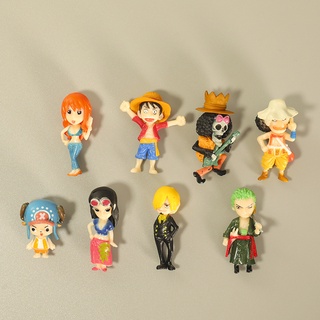 โมเดลฟิกเกอร์ PVC อนิเมะญี่ปุ่น One Piece Monkey D Luffy Nami Roronoa Zoro Sanji Brook Tony Tony Chopper Nico RobinMiss Usopp 8 ชิ้น ต่อชุด