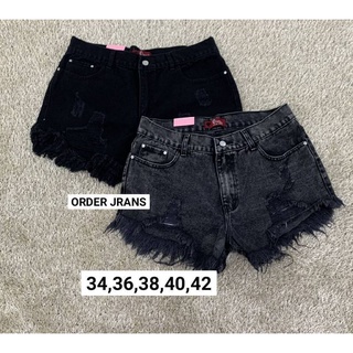 34-42 volume jeans กางเกงยีนส์ขาสั้น แต่งขาด ปลายขารุ่ย