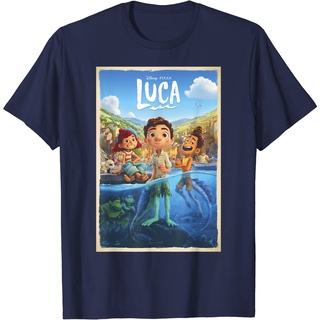 เสื้อยืดผ้าฝ้ายพรีเมี่ยม เสื้อยืด พิมพ์ลายโปสเตอร์ภาพยนตร์ Disney Pixar Luca