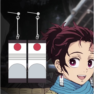 Demon Slayer Kimetsu no Yaiba Tanjirou Kamado PVC Earrings Cosplay Props 1 Pair