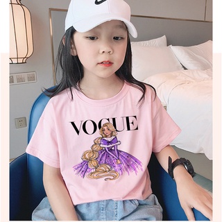 Vogue เสื้อยืดเด็กแขนสั้นพิมพ์ลายการ์ตูนดิสนีย์รับลมร้อน