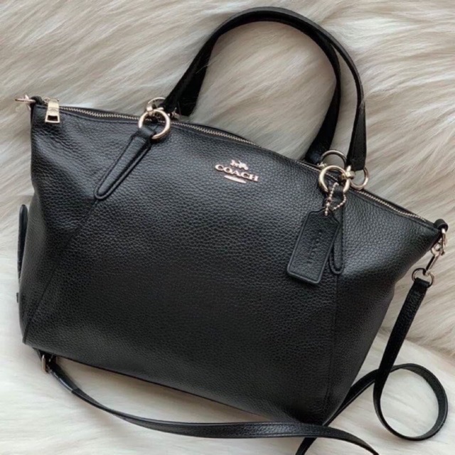 Coach พัด13นิ้ว หนังแท้ สีดำ แท้💯%💫