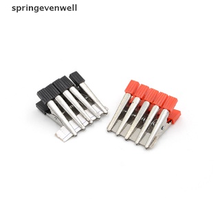 [springevenwell] ใหม่ คลิปปากจระเข้ทดสอบแบตเตอรี่รถยนต์ 32 มม. สีแดง และสีดํา 10 ชิ้น