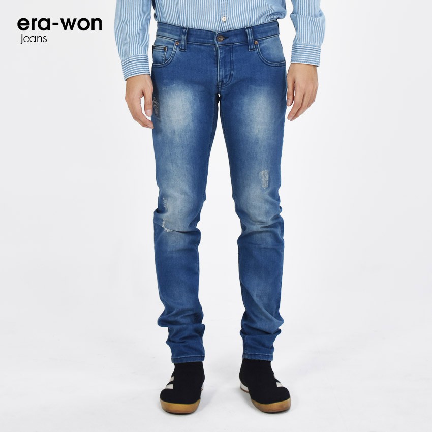 era-won กางเกงยีนส์ Jeans ทรง Ultra Skinny สี 4D Blue (E19)