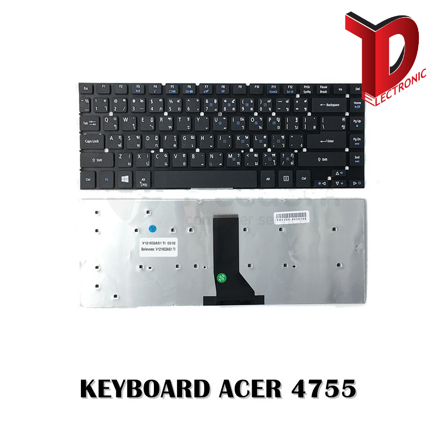 KEYBOARD ACER 4755 4755G E1-470 E1-472 3830T 4830T V3-431 V3-471 V3-471G/ คีย์บอร์ดโน๊ตบุ๊คเอเซอร์ ไทย-อังกฤษ