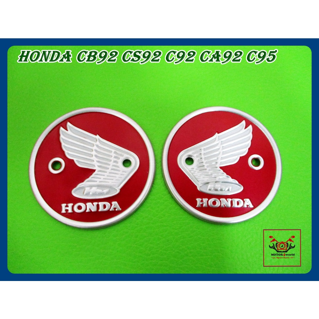 HONDA CB92 CS92 C92 CA92 C95 CA95 CA160 - SIDE FUEK TANK "RED" EMBLEM // โลโก้ วงกลม ปีกนก อลูมิเนีย