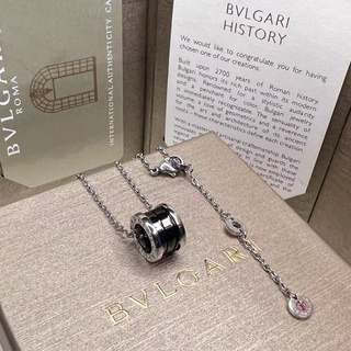 Bvlgari สร้อยคอเงิน 925 จี้เซรามิค ขนาดเล็ก หรูหรา สไตล์คลาสสิก สีดํา สําหรับผู้ชาย ผู้หญิง G831