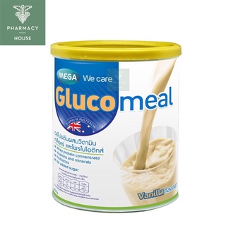 Mega Glucomeal vanilla flavour 400 g. เวย์โปรตีนผสมวิตามิน เกลือแร่และโพรไบโอติกส์ เหมาะสำหรับผู้ป่วยเบาหวาน