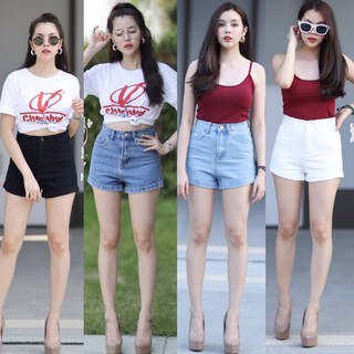 Mystyle jeansยีนส์ขาสั้น เอวสูง ผ้าไม่ยืด สียีนส์ ไซส์S-XL MS767