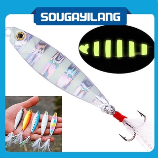 Sougayialng ตกปลาจิ๊ก 5 สีโลหะ Jigging เหยื่อตกปลาตะขอตะกั่วเหยื่อประดิษฐ์จิ๊กช้อนล่อ