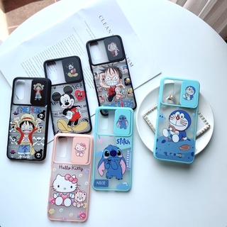 เคสปิดเลนส์กล้อง สไลค์กล้องกรีนลายการ์ตูนนารักๆ พร้อมส่งสําหรัOPPO A5S/A7/A12/A3S/A59/F1S/A57/RENO5 5G/RENO4 4G/RENO6 5G