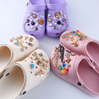 สายโซ่คริสตัล รูปดอกไม้ สําหรับตกแต่งรองเท้า Crocs DIY