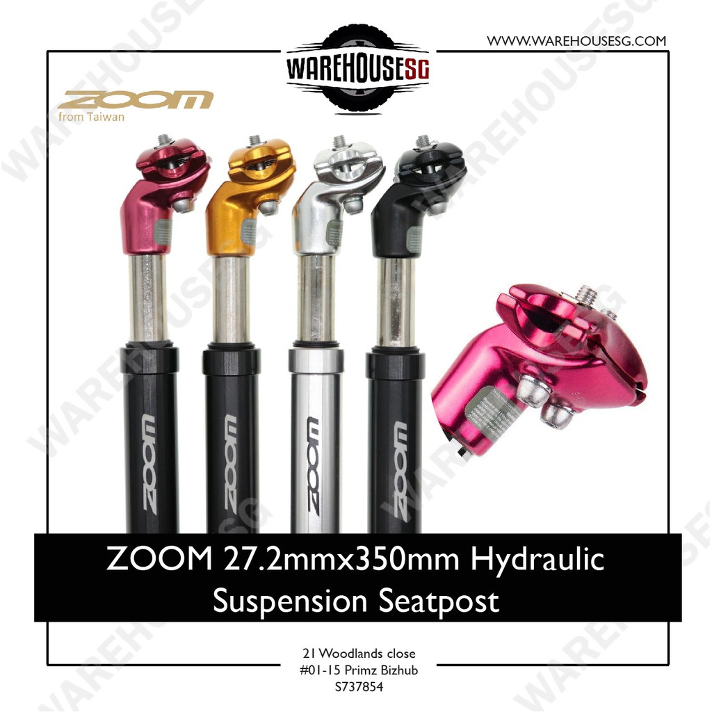 ZOOM 27.2/31.6mmx350mm ไฮดรอลิก Suspension Seat post สําหรับ MTB จักรยาน/สกู๊ตเตอร์ไฟฟ้า 0114JD-F6 &