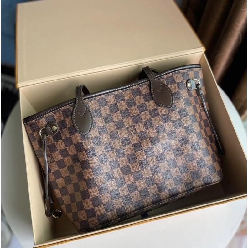 [Wh.bs] กระเป๋าถือ Neverfull PM Damier ทรงShoppingbag หนังแท้ทั้งใบ