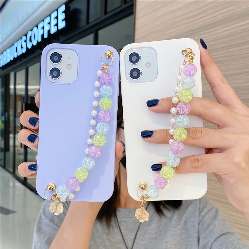 Huawei P10 P20 P30 P40 Mate10 Mate20 Mate30 P50 Pro P20lite Nova3e Mate20X Mate40 Mate40Pro Phone Case Two Rows of Colorful Crystal Beads Bracelet TPU Soft Cover กรณีศึกษา #8
