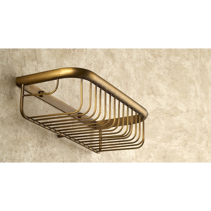 ตะกร้าทองเหลืองโบราณ 30 ซม. ติดผนังห้องน้ํา ตะกร้าอาบน้ํา สบู่ ฟองน้ํา ตะกร้าเก็บของ ชั้นวางของ แชมพู ที่วาง mba523 - รูปที่ 6