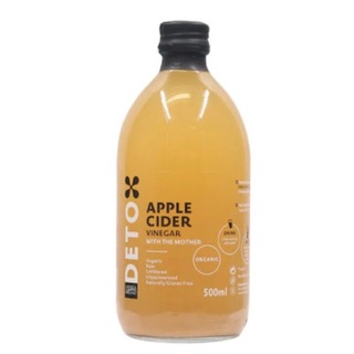 Deto Andrea Milano Apple Cider Vinegar ACV 500 ml. น้ำส้มสายชูหมักจากแอปเปิลไซเดอร์ออร์แกนิค ชนิดมีตะกอน (05-7493)