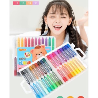 สีเทียนหยิบใช้ง่ายไม่เปื้อนมือ ระบายน้ำได้ มี 24 สี