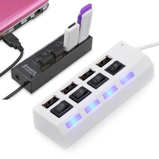 4-Port USB 2.0 Power Hub High Speed Adapter ON/OFF Sharing Switch For PC Laptop