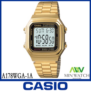 นาฬิกาผู้ชาย Casio รุ่น A-178WA-1A สายสแตนเลส สีเงิน  ประกันศูนย์ CASIO 1 ปี