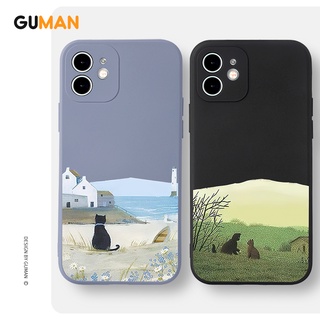 Guman เคสไอโฟน เคสซิลิโคนนุ่มขอบเหลี่ยมกันกระแทกน่ารักตลก เคสโทรศัพท์ Compatible for iPhone 14 13 12 11 Pro Max SE 2020 X XR XS 8 7 6 6S Plus พลัส XYB583