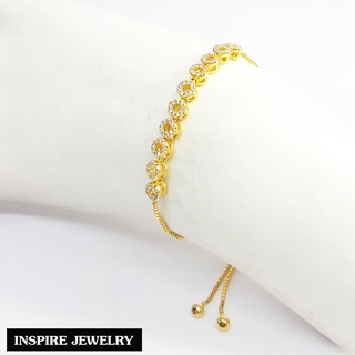 Inspire Jewelry (NN) ,สร้อยข้อมือ ประดับเพชรCZ ตัวเรือนหุ้มทอง 24K  สามารถปรับขนาดได้   พร้อมกล่องกำไล