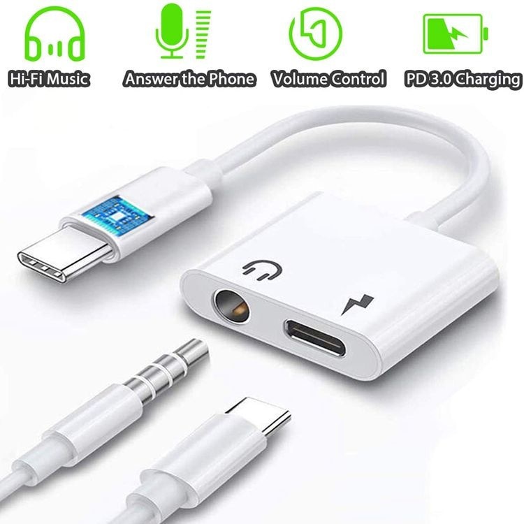 2in1 Type-C อะแดปเตอร์เสียงดิจิตอลถึง 3.5 มม.AUX Type C หูฟัง PD 100W ชาร์จควบคุมการโทร USB C เพลงเกมเชื่อมต่อสําหรับโทรศัพท์มือถือแล็ปท็อปแท็บเล็ต