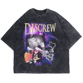 เสื้อยืดผ้าฝ้ายพิมพ์ลายแฟชั่นเสื้อยืด ขนาดใหญ่ พิมพ์ลาย DJ SCREW WASHING VINTAGE สําหรับผู้ชาย