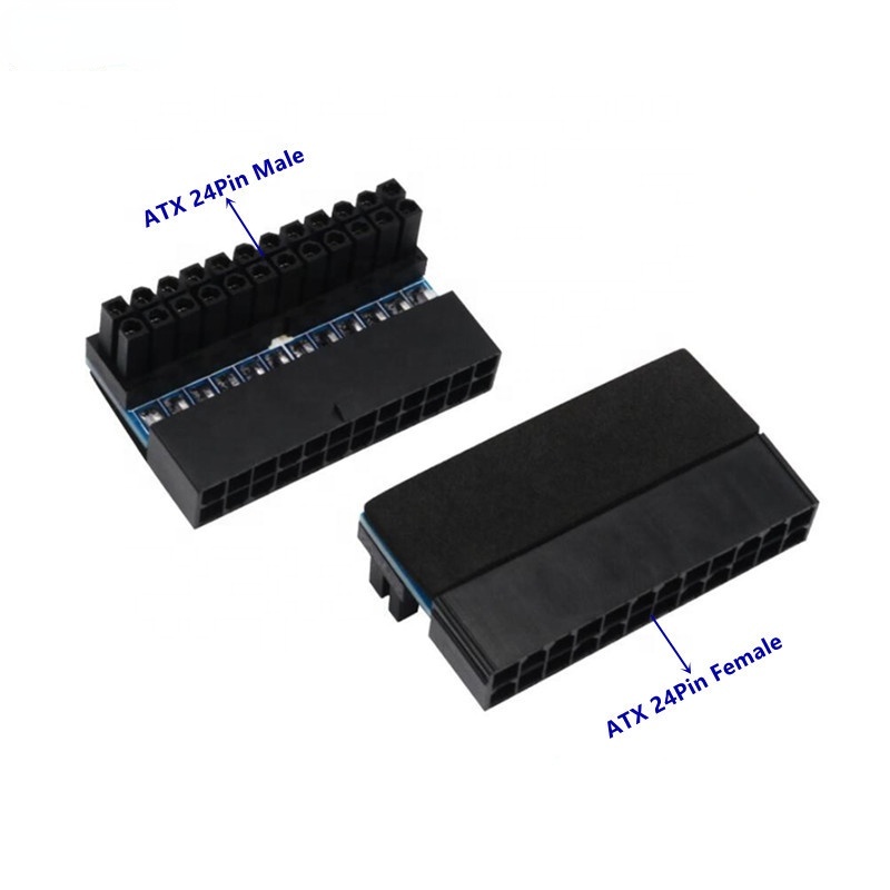 ATX 24Pin Female to 24Pin Male 90 องศาอะแดปเตอร์มุมขวาสําหรับเมนบอร์ด PC