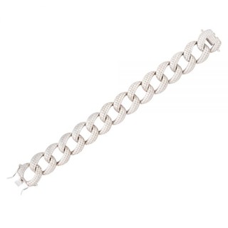 SWAN - Pave Chain Bracelet สร้อยข้อมือโซ่ เงินแท้ ฝังเพชรคิวบิกเซอร์โคเนีย cubic zirconia