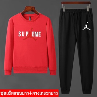 BK395-O+AA322 ชุดเซ็นหน้าหนาว เสื้อแขนยาวคู่กางเกงขายาว size 32-46