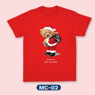 MC-02 (ลายหมี) เสื้อครอบครัว คริสต์มาส สีแดง ผ้าคอตตอนเนื้อพิเศษ ซักไม่หดไม่ย้วย มีไซด์เด็ก ถึง ไซด์ผู้ใหญ่ 5XL