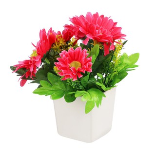 กระถาง พร้อมดอกไม้ประดิษฐ์ Artificial Tree GERBERA IN POT SKY AND FLOWER PINK Garden Accessories Decoration ดอกไม้ปลอม