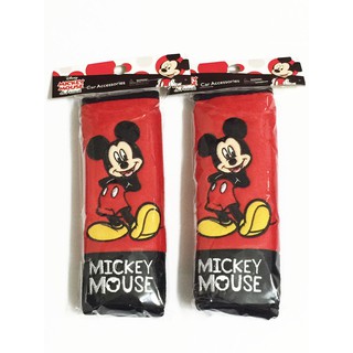 ลิขสิทธิ์แท้ มิกกี้เมาส์ หุ้มเบลท์รถยนต์ แพ็คคู่ สีแดงดำ Mickey Mouse Seat Belt Cover Shoulder Pad Pair Red,Black